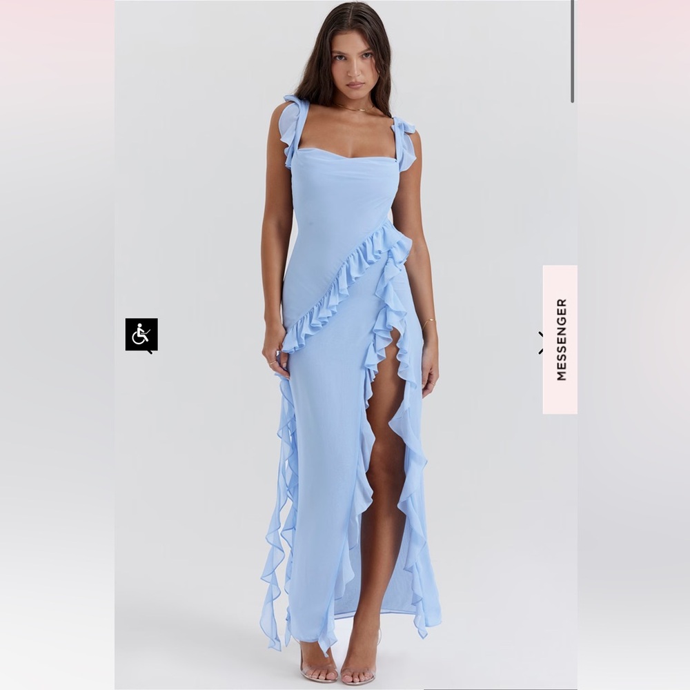 House of CB Light Blue Ruffle Dress